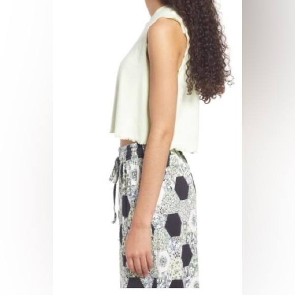 bp Tops - BP. Crop Lettuce Edge Organic Cotton Blend Tank in Green Limecream Size …